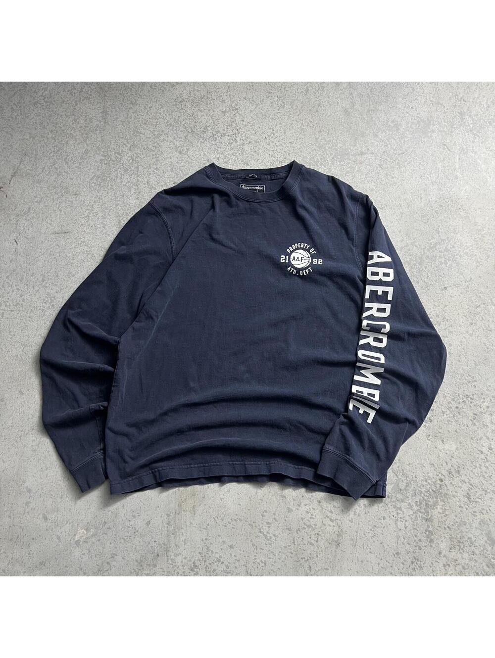 Abercrombie & Fitch Muscle Fit Long Sleeve  Shirt Mens XL Sleeve Hit Navy Y2K